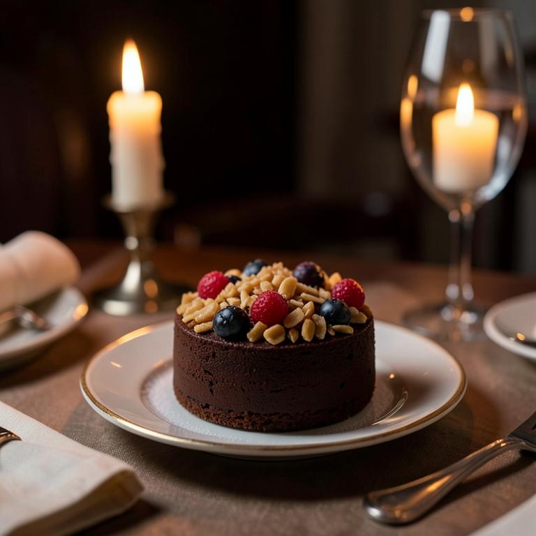 Bolo de chocolate com frutos vermelhos