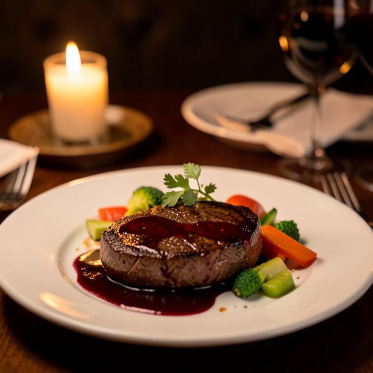 Carne com molho de vinho tinto e legumes